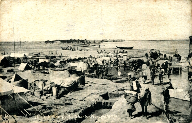  Unloading supplies from mahellas at the British Camp at Ali Gharbi on the Tigris 